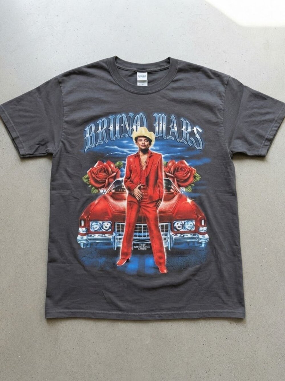 Bruno Mars The Romantic Tour Vintage Graphic Charcoal T-Shirt S-4XL